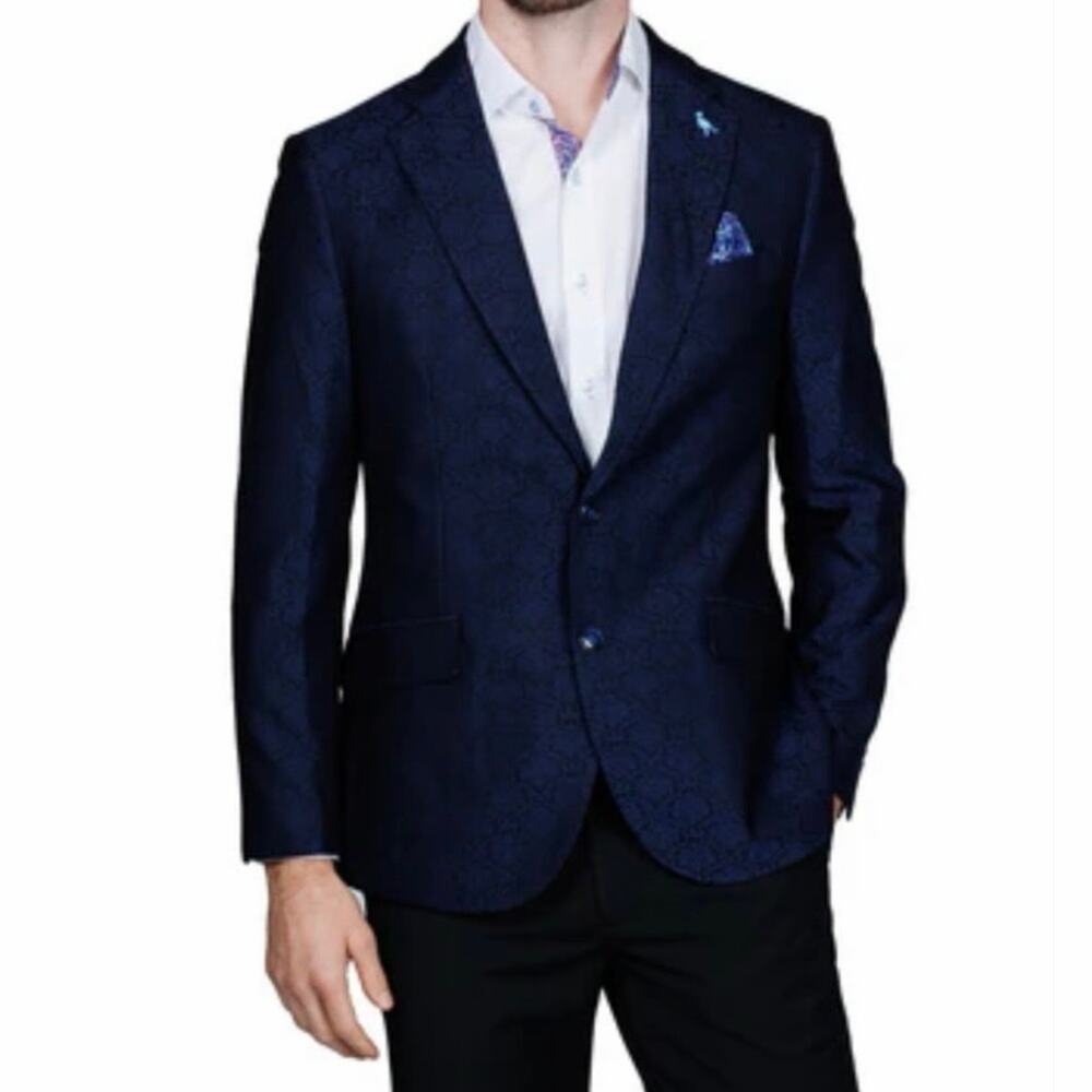 Tailorbyrd Collection Men's Solid Sportscoat Blue Blazer Jacket, Sz 42R